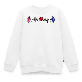 Tyne and Wear + drapeau britannique avec battement de cœur - Sweat Premium enfant bio - blanc - Devant - AI Model Kid Male (0cm)