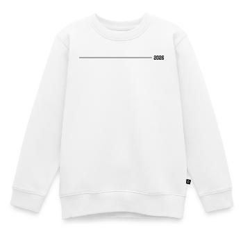 2026 Strich - Kinder Premium Organic Sweatshirt - Weiß - Vorne - AI Model Kid Male (0cm)