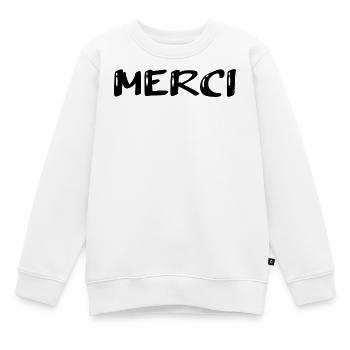 MERCI. MAÎTRESSE. MAÎTRE. MERCI MAÎTRESSE - Sweat Premium enfant bio - blanc - Devant - AI Model Kid Male (0cm)