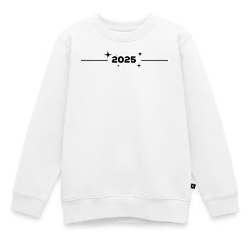 2025 - Jahr - Linie - Jahreswechsel - Kinder Premium Organic Sweatshirt - Weiß - Vorne - AI Model Kid Male (0cm)