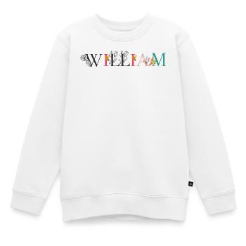 WILLIAM Namenskunst mit Blumen bestickt - Kinder Premium Organic Sweatshirt - Weiß - Vorne - AI Model Kid Male (0cm)