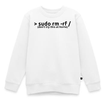 sudo rm rf - Kinder Premium Organic Sweatshirt - Weiß - Vorne - AI Model Kid Male (0cm)