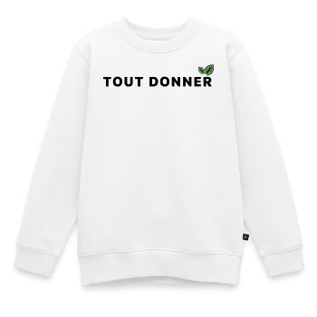 Tout_donner_ecologie - Sweat Premium enfant bio - blanc - Devant - AI Model Kid Male (0cm)