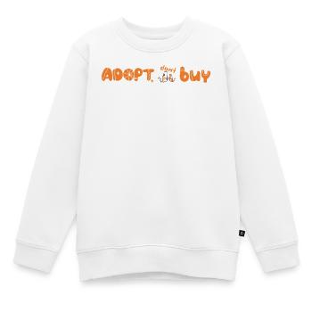 "Adopt, don't buy" – a message for Katz - Kids Premium Organic Sweatshirt - white - Front - AI Model Kid Male (0cm)