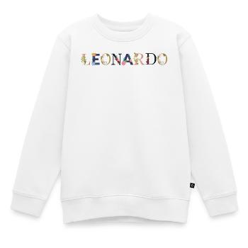 LEONARDO Name mit Blumen geschmückt - Kinder Premium Organic Sweatshirt - Weiß - Vorne - AI Model Kid Male (0cm)