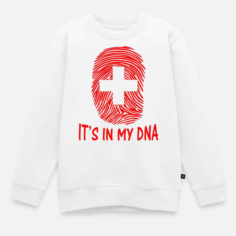 drapeau de la Suisse c'est dans mon ADN Schweiz Suisse - Sweat Premium enfant bio - blanc