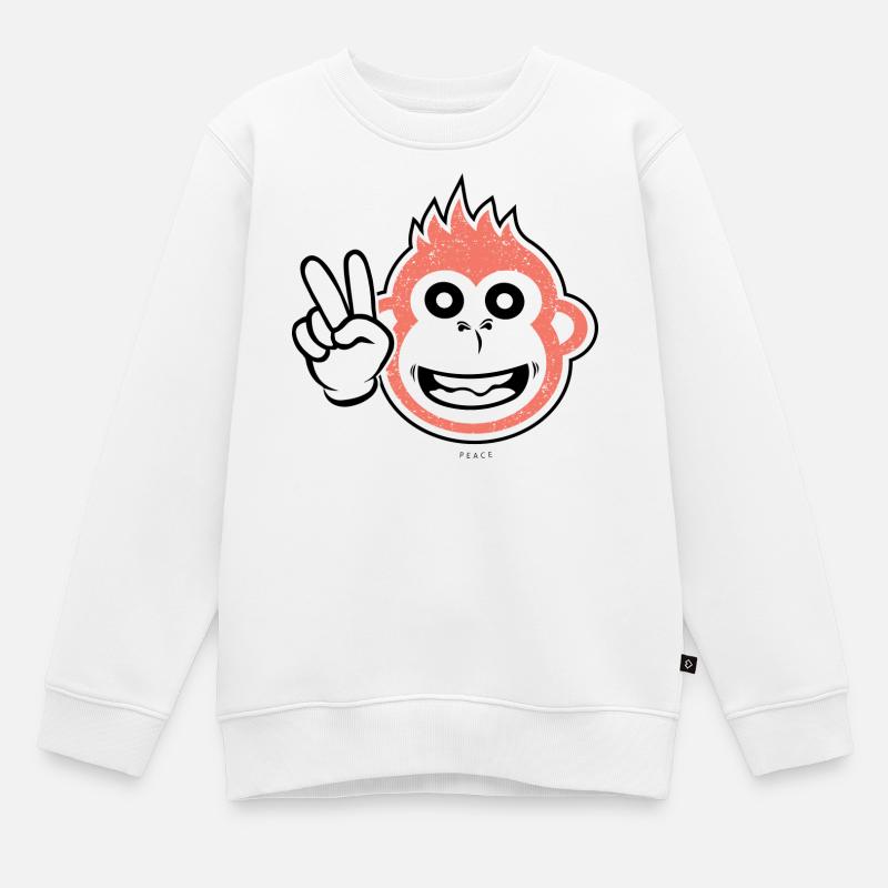 Singe de la paix - Sweat Premium enfant bio - blanc