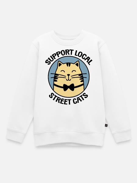 Classy Bowtie Cat – Stylish Cartoon Cat - Kids Premium Organic Sweatshirt - white
