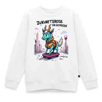 Ziegen-Rollbrett-Flitzer - Kinder Premium Organic Sweatshirt - Weiß - Vorne - AI Model Kid Male (0cm)