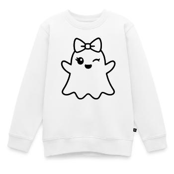 Niedlicher Geist zwinkern – Halloween Mädchen Schleife Umriss - Kinder Premium Organic Sweatshirt - Weiß - Vorne - AI Model Kid Male (0cm)