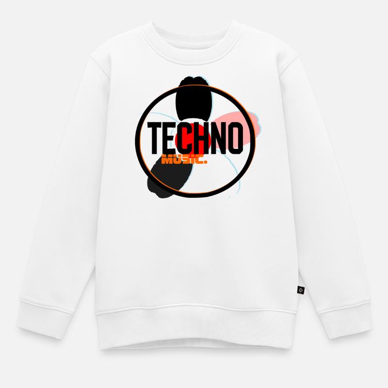 Techno Music Circle Logo - Kinder Premium Organic Sweatshirt - Weiß