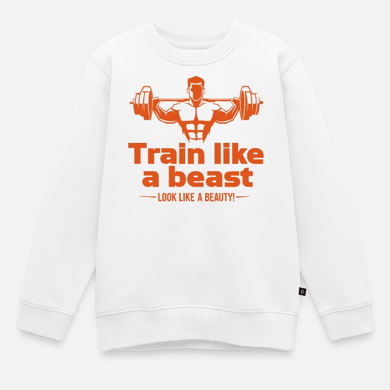 Entraînez-vous comme une bête - ressemblez à une beauté - Sweat Premium enfant bio - blanc