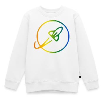 Orbite arc-en-ciel de la fusée - Sweat Premium enfant bio - blanc - Devant - AI Model Kid Male (0cm)