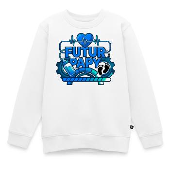 Futur Papy Loading Annonce Grossesse Geek - Sweat Premium enfant bio - blanc - Devant - AI Model Kid Male (0cm)