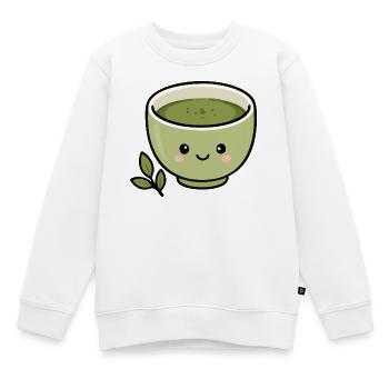 Süßer Kawaii Matcha Teetassen-Aufkleber - Kinder Premium Organic Sweatshirt - Weiß - Vorne - AI Model Kid Male (0cm)