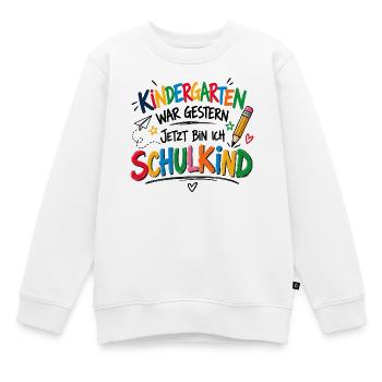 Kindergarten war gestern - Jetzt bin ich Schulkind - Kinder Premium Organic Sweatshirt - Weiß - Vorne - AI Model Kid Male (0cm)