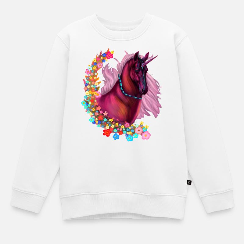 Rosa Einhorn - Kinder Premium Organic Sweatshirt - Weiß