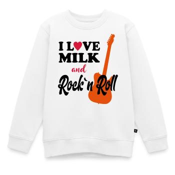 Anniversaire de bébé enfant disant lait rockn roll musique - Sweat Premium enfant bio - blanc - Devant - AI Model Kid Male (0cm)