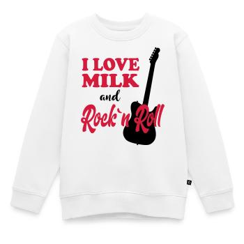 Enfant Bébé Anniversaire Dictons Lait Rockn Roll - Sweat Premium enfant bio - blanc - Devant - AI Model Kid Male (0cm)