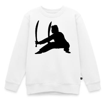 Kung Fu Praktizierender mit zwei Schwertern - Kinder Premium Organic Sweatshirt - Weiß - Vorne - AI Model Kid Male (0cm)
