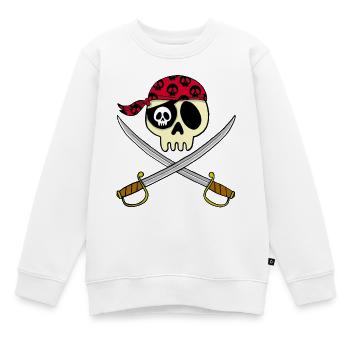 Tête de mort pirate - Sweat Premium enfant bio - blanc - Devant - AI Model Kid Male (0cm)