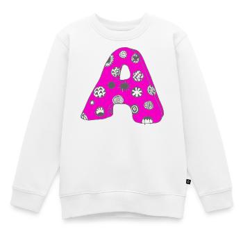Buchstabe A mit Charakter in pink - Kinder Premium Organic Sweatshirt - Weiß - Vorne - AI Model Kid Male (0cm)