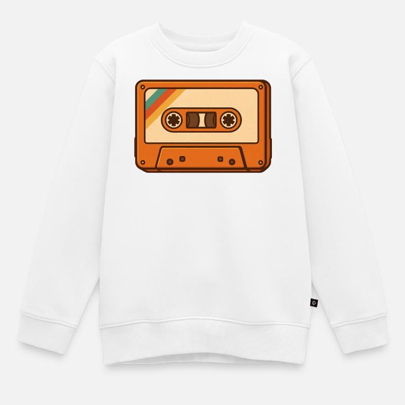 Retro Cassette - Kids Premium Organic Sweatshirt - white