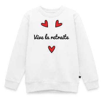 VIVE LA RETRAITE. JOYEUSE RETRAITE. RETRAITE - Sweat Premium enfant bio - blanc - Devant - AI Model Kid Male (0cm)