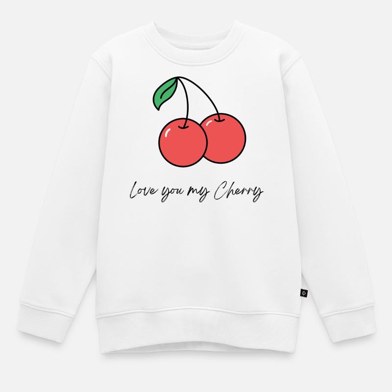 Double cerise avec déclaration d’amour - Sweat Premium enfant bio - blanc