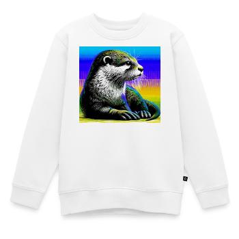 loutre - Sweat Premium enfant bio - blanc - Devant - AI Model Kid Male (0cm)