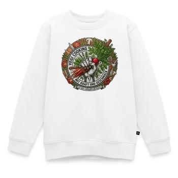 Vegi Cooking: Kraft und Geschmack - Kinder Premium Organic Sweatshirt - Weiß - Vorne - AI Model Kid Male (0cm)