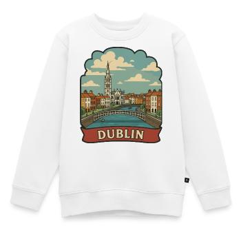 Badge de voyage vintage du pont Hapenny de Dublin - Sweat Premium enfant bio - blanc - Devant - AI Model Kid Male (0cm)
