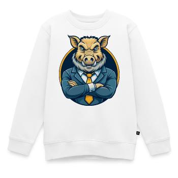 Eber-Kawaii-Maskottchen-Cartoon-Charakter-Clipart-Logo - Kinder Premium Organic Sweatshirt - Weiß - Vorne - AI Model Kid Male (0cm)
