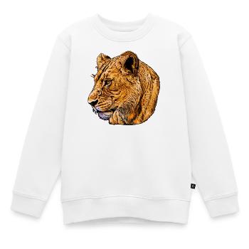 Lion head in yellow contrast, lioness - Kids Premium Organic Sweatshirt - white - Front - AI Model Kid Male (0cm)