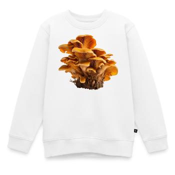 Motif floral de la colonie de champignons orange chanterelles - Sweat Premium enfant bio - blanc - Devant - AI Model Kid Male (0cm)