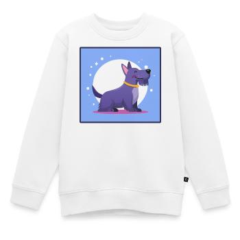 Lila Scottish-Terrier (Comic) - Kinder Premium Organic Sweatshirt - Weiß - Vorne - AI Model Kid Male (0cm)