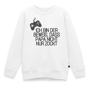 Ich bin der Beweis, dass Papa nicht nur zockt - Kinder Premium Organic Sweatshirt - Weiß - Vorne - AI Model Kid Male (0cm)