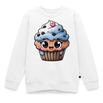 Kawaii Cupcake Herzglück - Kinder Premium Organic Sweatshirt - Weiß - Vorne - AI Model Kid Male (0cm)