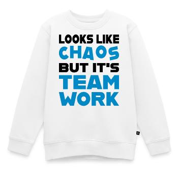 Travail d'équipe - Sweat Premium enfant bio - blanc - Devant - AI Model Kid Male (0cm)