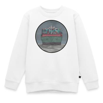 Bateau à conteneurs - Sweat Premium enfant bio - blanc - Devant - AI Model Kid Male (0cm)