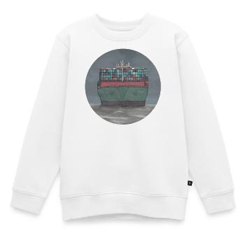 Bateau à conteneurs - Sweat Premium enfant bio - blanc - Devant - AI Model Kid Male (0cm)