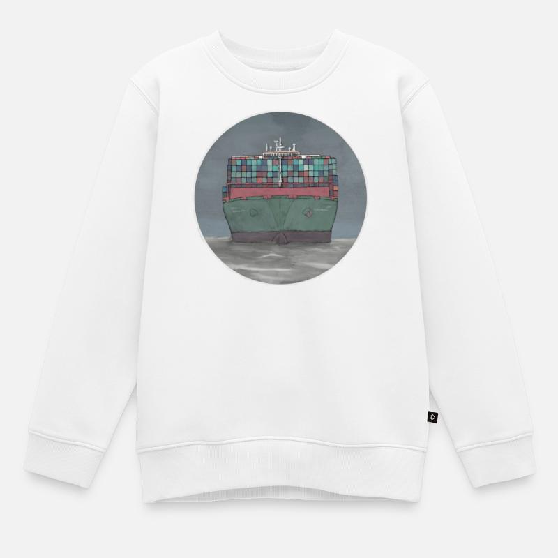 Containerschiff - Kinder Premium Organic Sweatshirt - Weiß