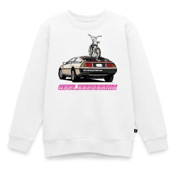 Delorean 80s Oldschool BMX Car mit Tour - Kinder Premium Organic Sweatshirt - Weiß - Vorne - AI Model Kid Male (0cm)