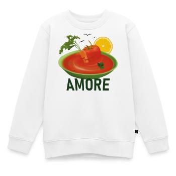 Tomate und Karotte kuscheln in der Tomatensuppe - Kinder Premium Organic Sweatshirt - Weiß - Vorne - AI Model Kid Male (0cm)