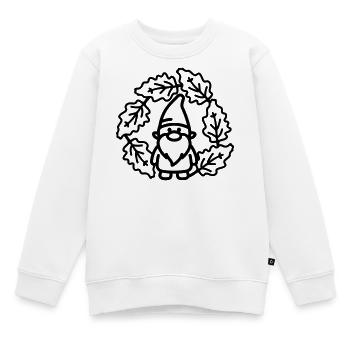 Zwerg im Blätterkranz - Kinder Premium Organic Sweatshirt - Weiß - Vorne - AI Model Kid Male (0cm)