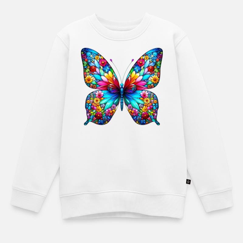 Schmetterling - Kinder Premium Organic Sweatshirt - Weiß
