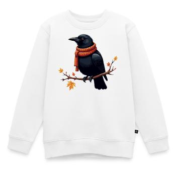 Herbstkrähe im Schal - Kinder Premium Organic Sweatshirt - Weiß - Vorne - AI Model Kid Male (0cm)