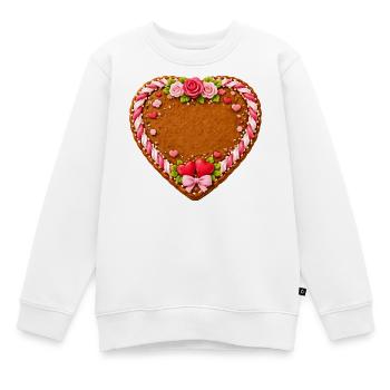 Lebkuchenherz Motiv zum Selbstbeschriften - Kinder Premium Organic Sweatshirt - Weiß - Vorne - AI Model Kid Male (0cm)