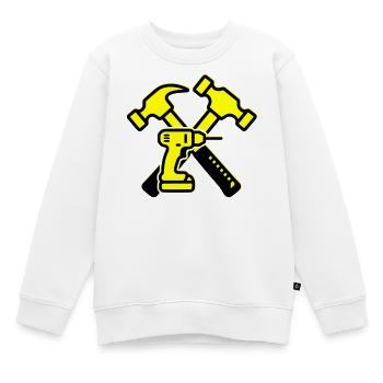 Werkzeug Bohrer Hämmer Gelb - Kinder Premium Organic Sweatshirt - Weiß - Vorne - AI Model Kid Male (0cm)