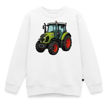 Grüner Traktor Cartoon - Kinder Premium Organic Sweatshirt - Weiß - Vorne - AI Model Kid Male (0cm)